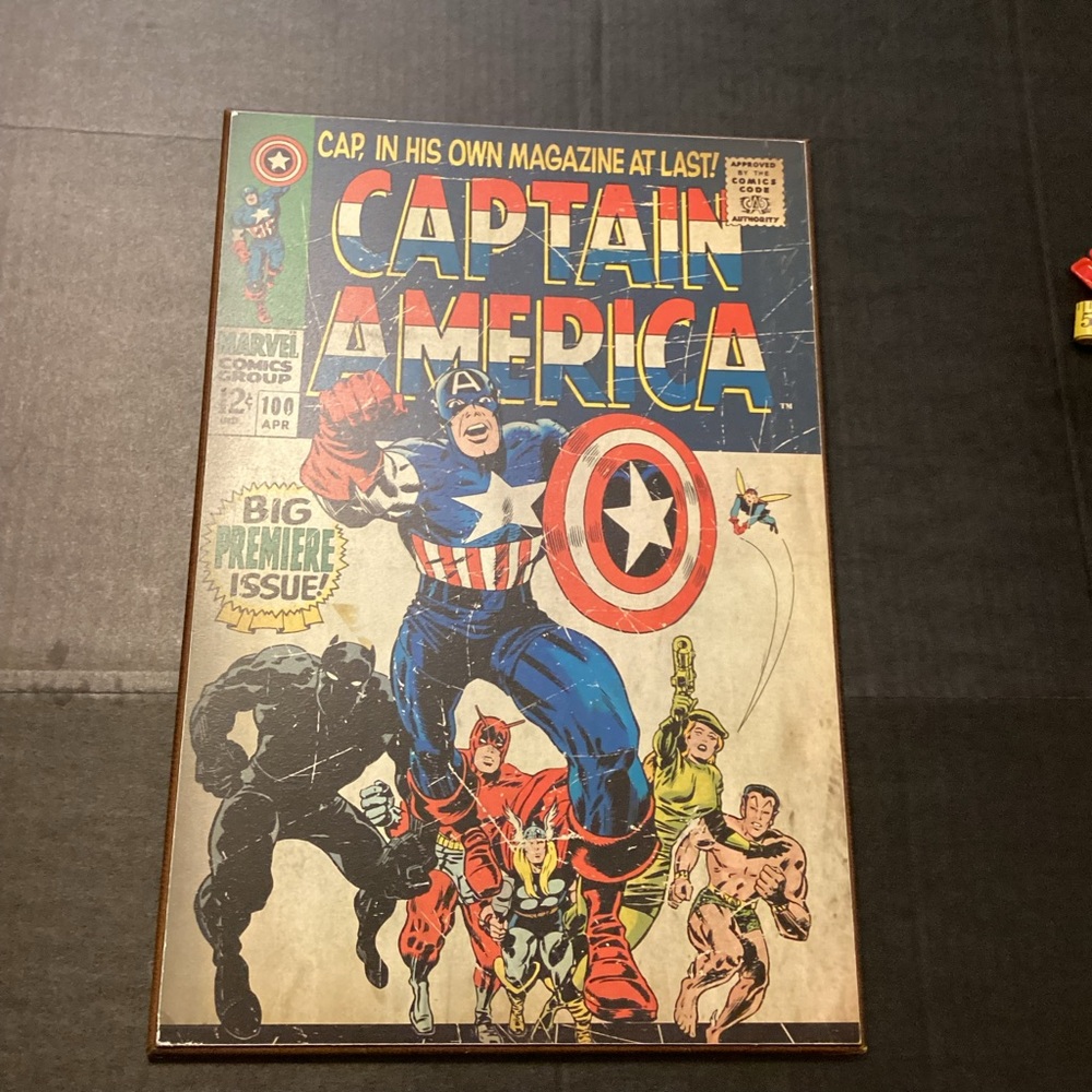 Captain America Comic Cover Art Deco MDF Hard Wood Framed